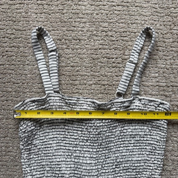 Old Navy Smocked Wide Leg Jumpsuit Womens Small White Black Stripe Coastal Boho - Picture 9 of 16